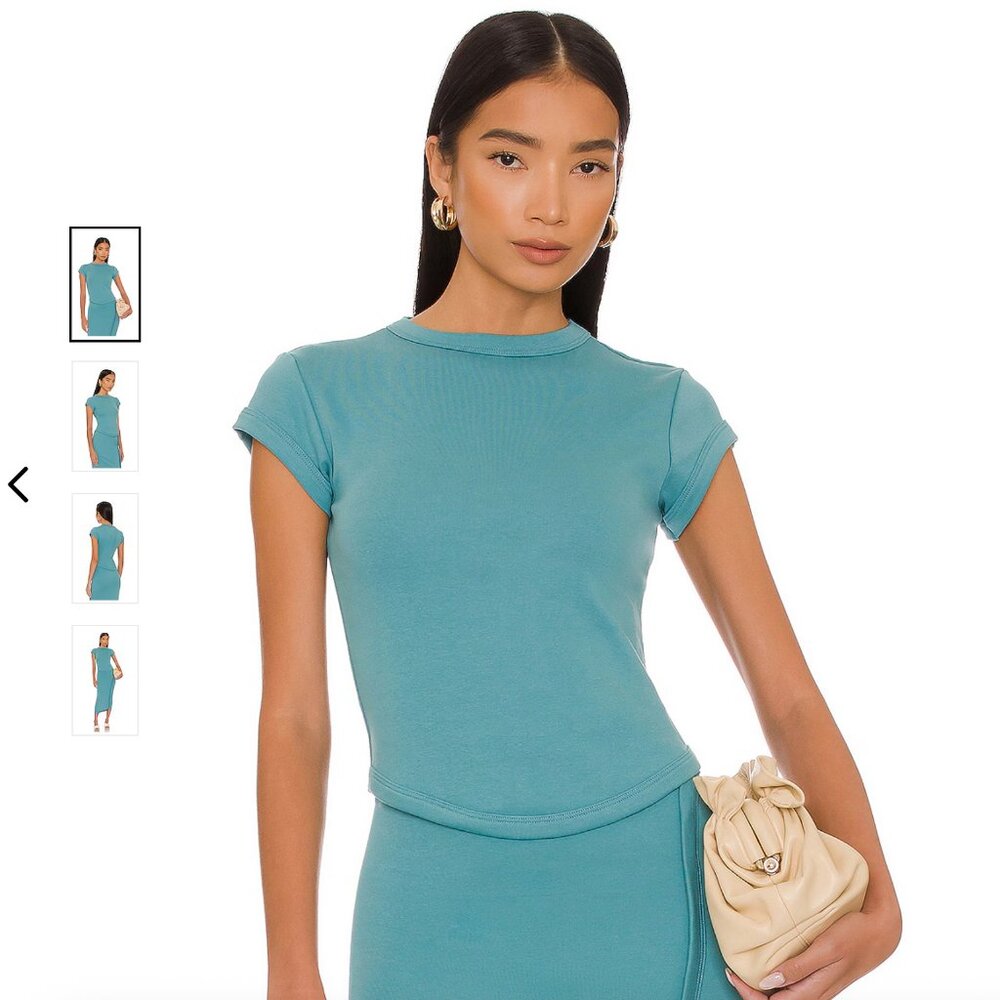 The Line by K Teal Short Sleeve Ribbed Tee